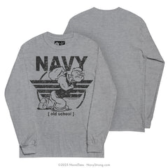 "Old School Popeye" Long Sleeve Tee | Grey