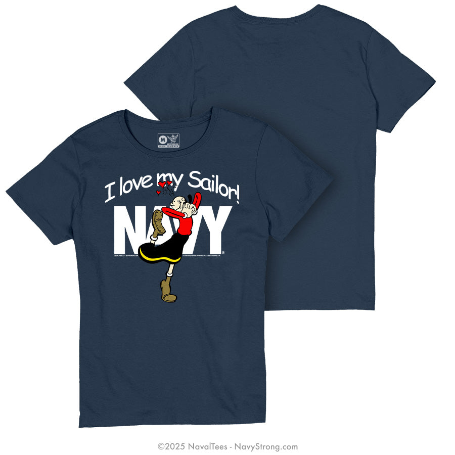 "Olive Oyl - Love My Sailor" Ladies Tee | Navy