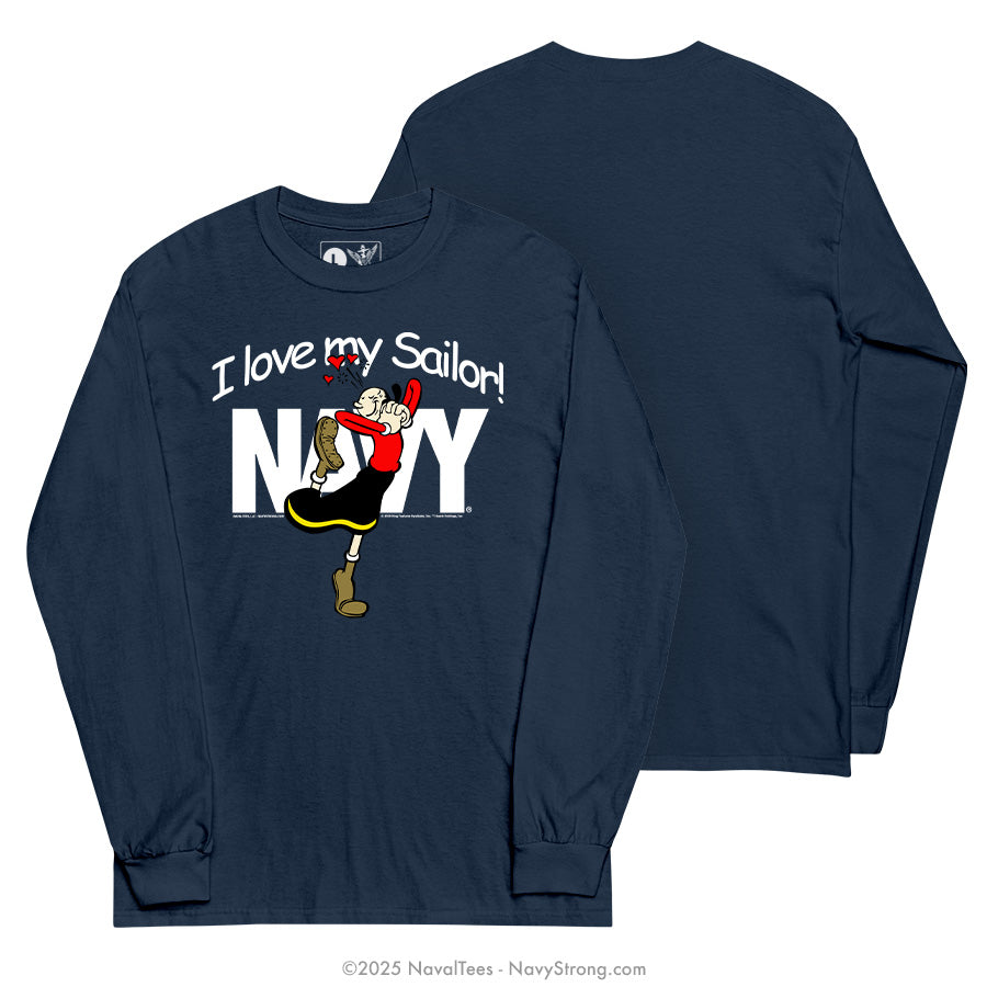"Olive Oyl - Love My Sailor" Long Sleeve Tee | Navy