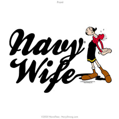 "Olive Oyl - Navy Wife" Long Sleeve Tee | White