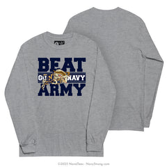 "Go Navy, Beat Army" Long Sleeve Tee | Grey