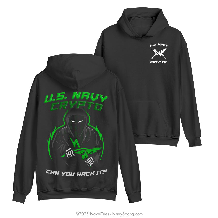 "CRYPTO" Hooded Sweatshirt | Black