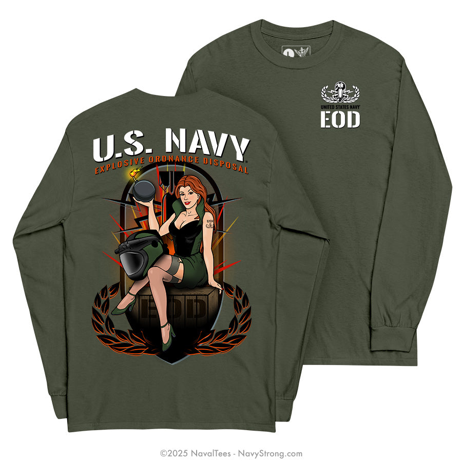 "EOD Pinup" Long Sleeve Tee | Military Green