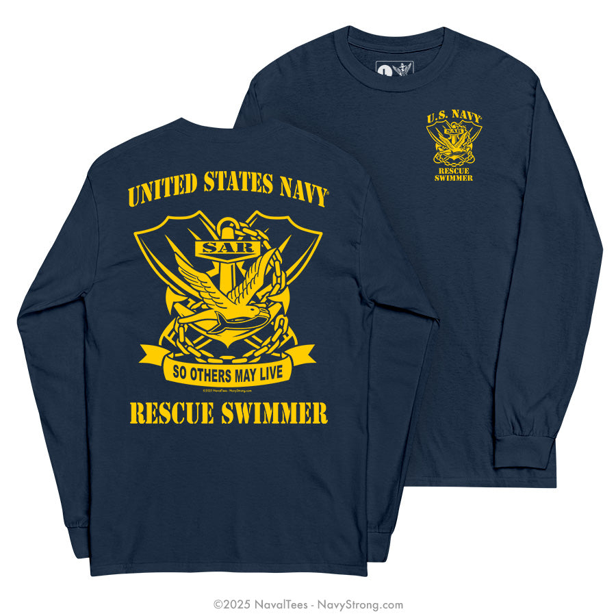 "Rescue Swimmer" Long Sleeve Tee | Navy