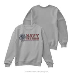 "Navy Veteran" Distressed Crewneck Sweatshirt | Grey