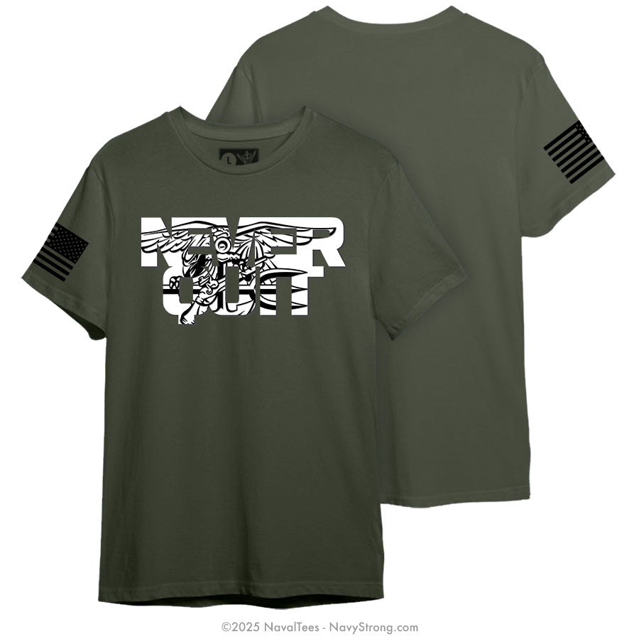 "Never Quit" Tee | Military Green