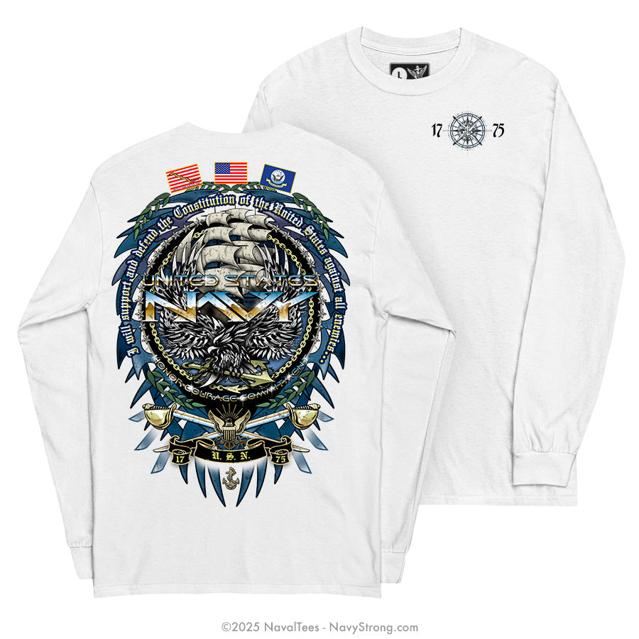 "Support & Defend" Long Sleeve Tee | White