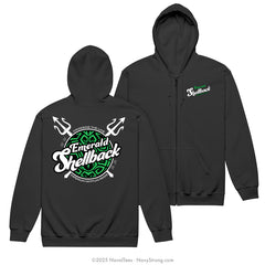 "Emerald Shellback" Zippered Hoodie | Black