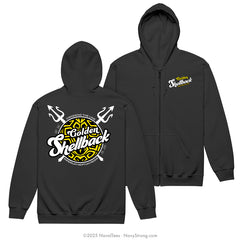 "Golden Shellback" Zippered Hoodie | Black