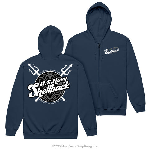 "US Navy Shellback" Zippered Hoodie | Navy