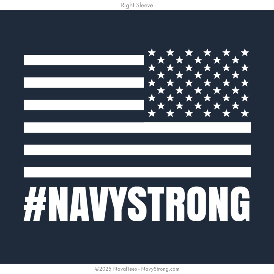 "Bold White Text" Long Sleeve Tee | Navy