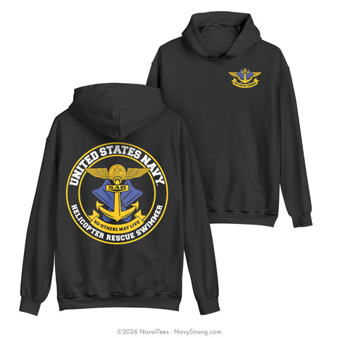 "Helo Rescue Swimmer" Hooded Sweatshirt | Black