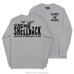 "Shellback Skull & Crossbones" Long Sleeve Tee | Grey