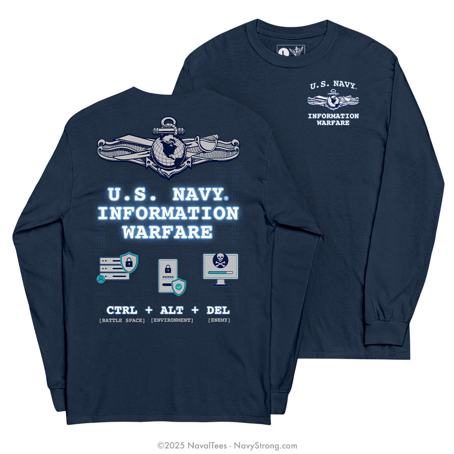 "CTRL + ALT + DEL" Long Sleeve Tee | Navy