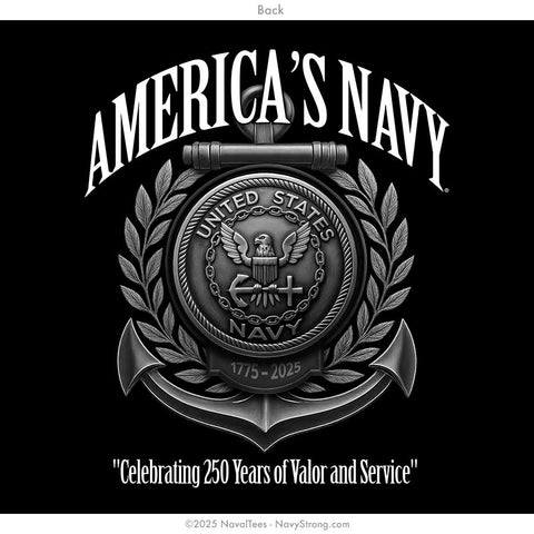 "Navy 250 Years" Long Sleeve Tee | Black