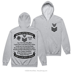 "Always First Class" Zippered Hoodie | Grey