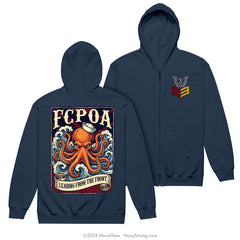 "First Class Squid" Zippered Hoodie | Navy