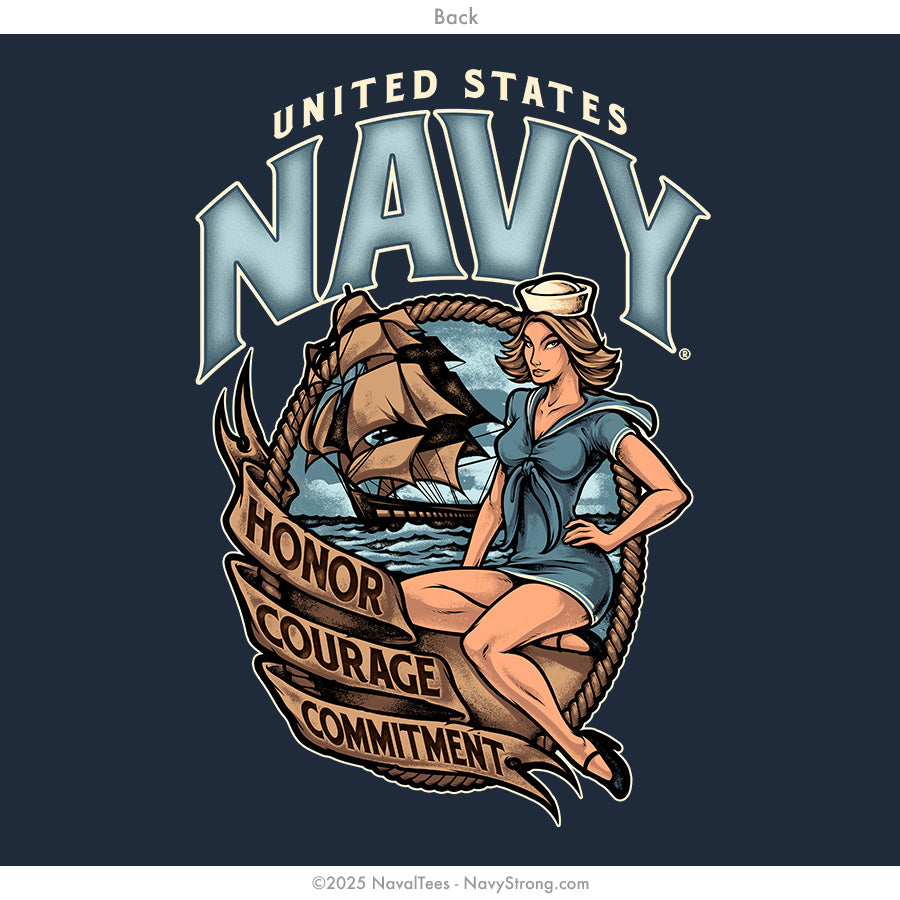 "USN Pinup" Long Sleeve Tee | Navy