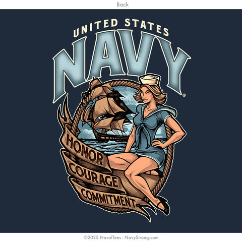 "USN Pinup" Long Sleeve Tee | Navy