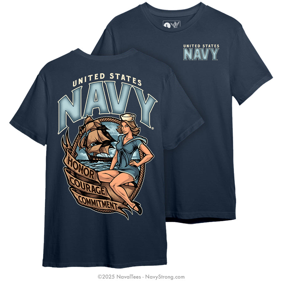 "U.S.N. Pinup" Tee | Navy
