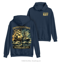 "Sea Power" Hooded Sweatshirt | Navy