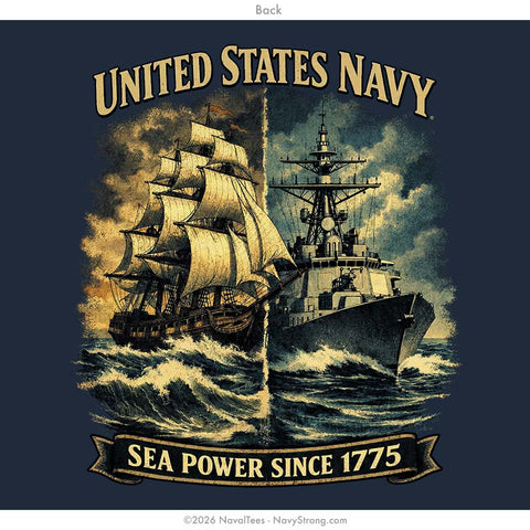 "Sea Power" Hooded Sweatshirt | Navy
