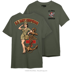 "Corpsman Pinup" Tee | Military Green