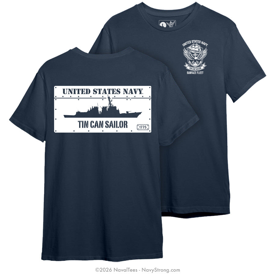 "Tin Can Stenciil" Tee | Navy