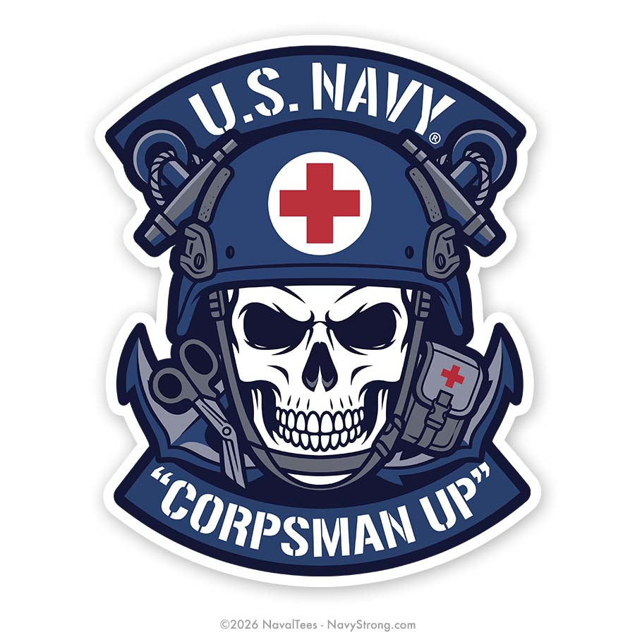 "Corpsman Up Skull" | 4 inch Vinyl Decal